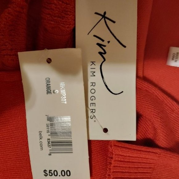 Kim Rogers Orange/Rust On/Off Shoulder Knitted Large Collar Sweater Size S NWT - Picture 7 of 8